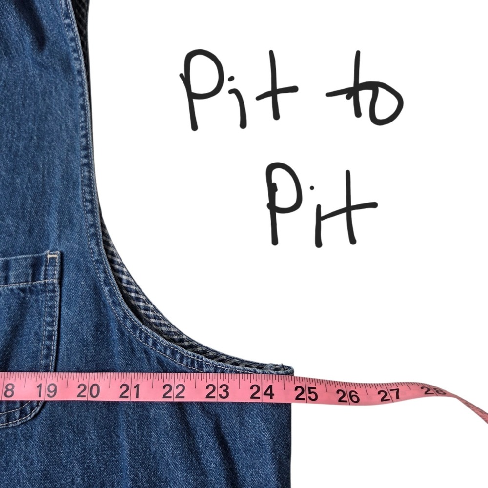 Vintage Womens Cottagecore Cotton Blue Denim Overall Jumper Dress SZ 2X Prairie - Picture 11 of 14